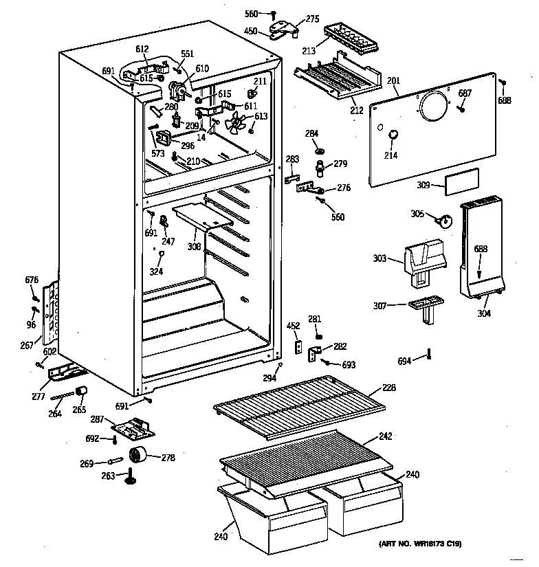 Hotpoint CTX16CZBNLWW cabinet diagram