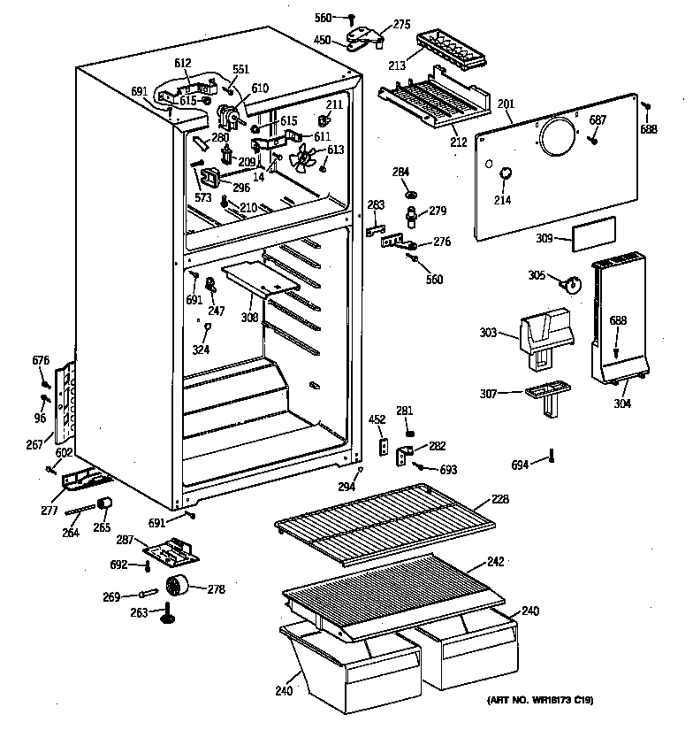 Hotpoint CTX14CYBNRWW cabinet diagram