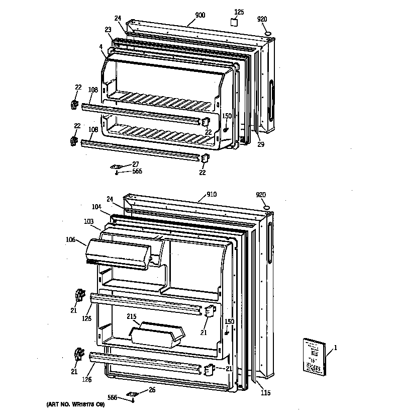 Hotpoint CTX16BYBNLWW doors diagram
