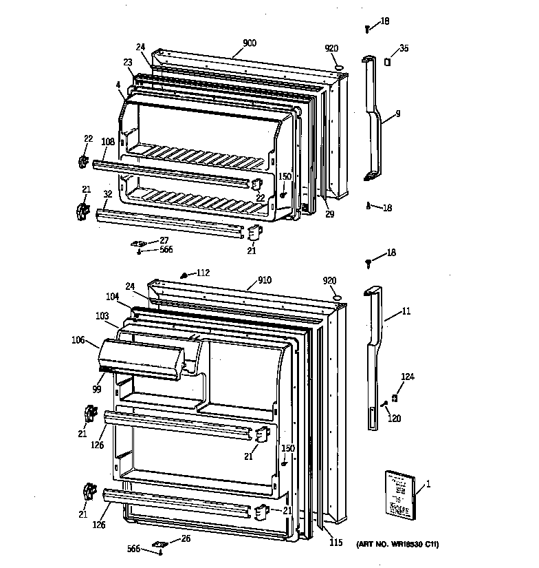 Hotpoint CTX17BABNRWW doors diagram