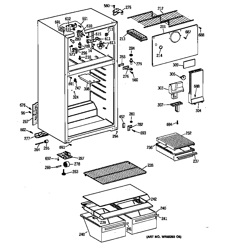 Hotpoint CTX18EACGRAA cabinet diagram
