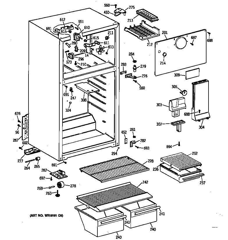 GE MTX16EABNRWW cabinet diagram