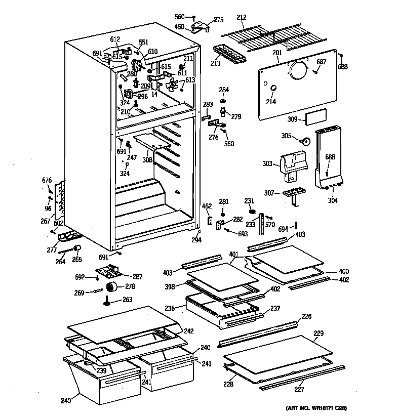 GE MTX16HABNRWW cabinet diagram