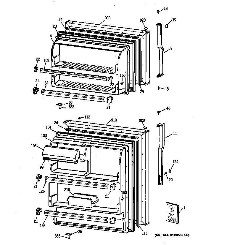 GE MTX17KABNRAA doors diagram