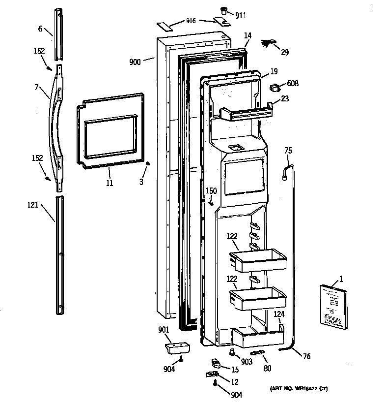Kenmore 36358895896 freezer door diagram
