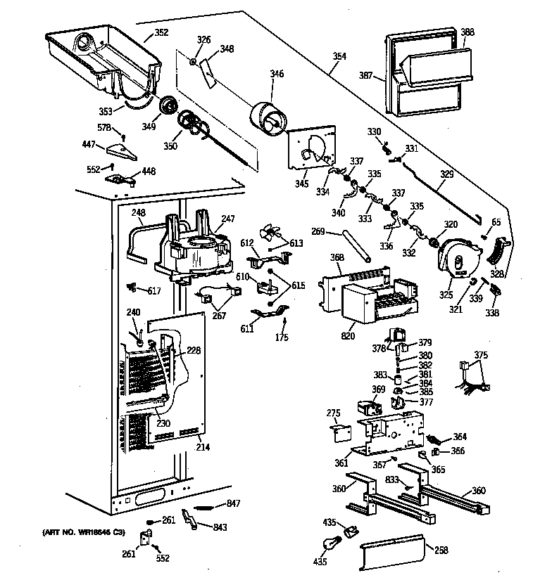 Kenmore 36358895896 freezer section diagram