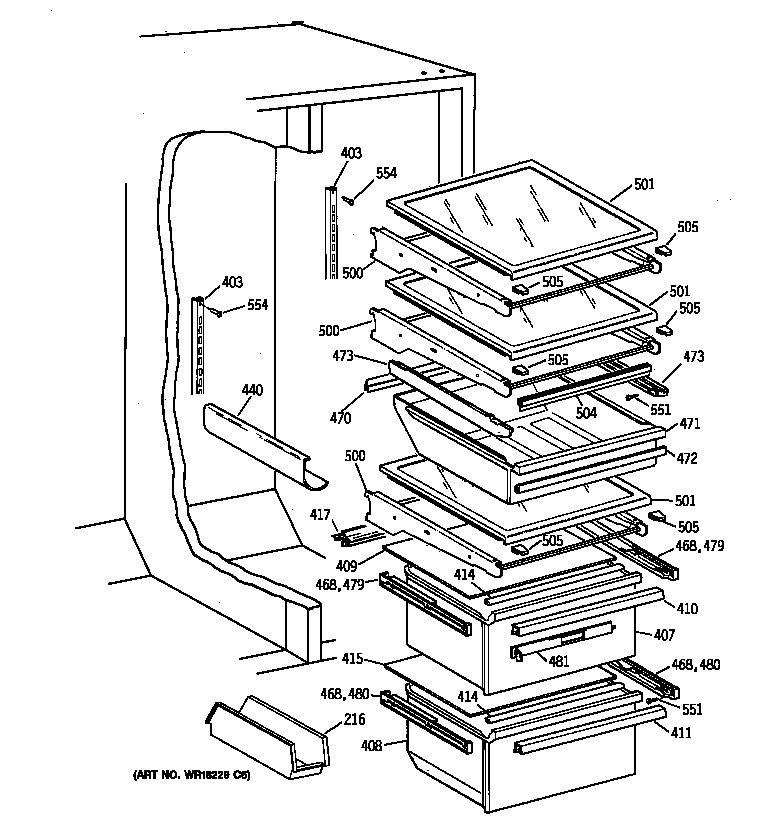 Kenmore 36358895896 fresh food section diagram
