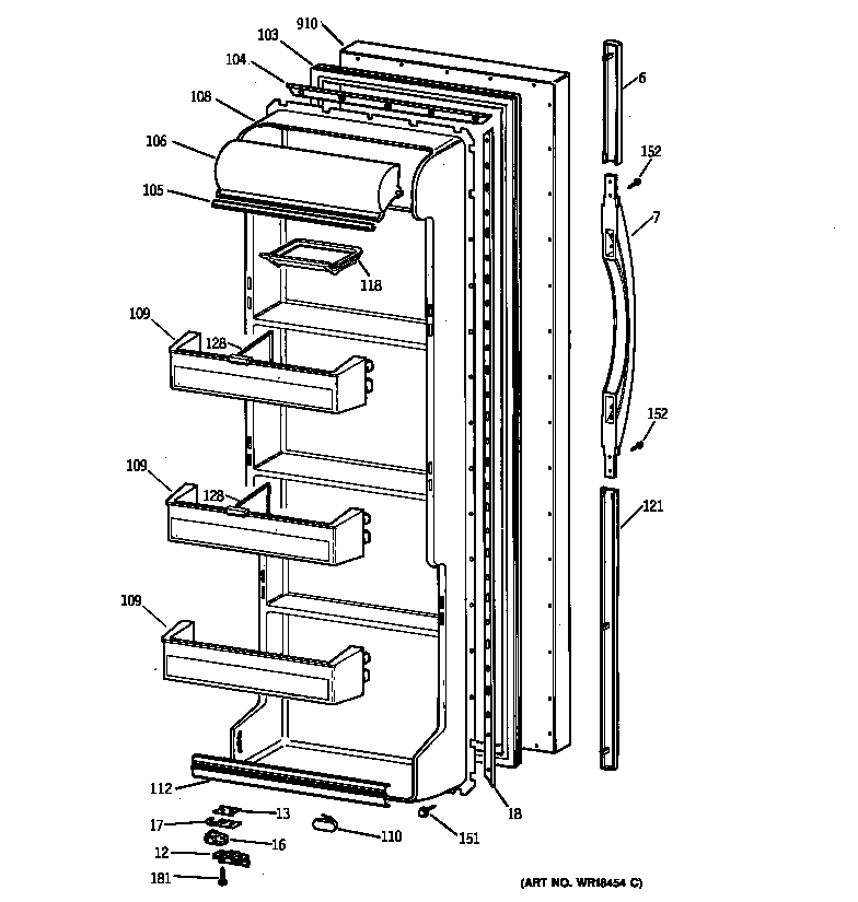 Kenmore 36358261896 fresh food door diagram