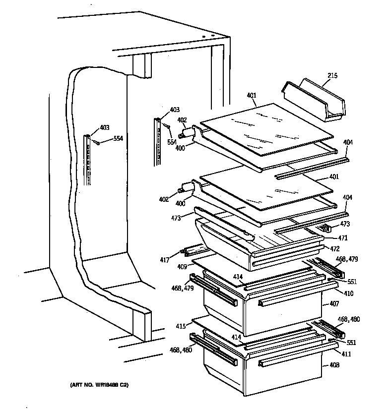 Kenmore 36358261896 fresh food section diagram