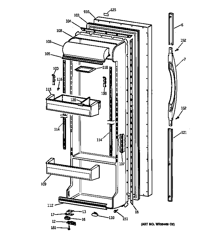 Kenmore 36348257896 fresh food door diagram