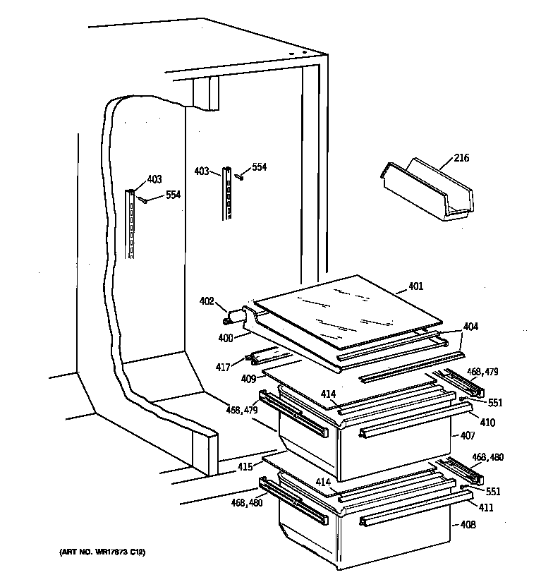 Kenmore 36348257896 fresh food section diagram