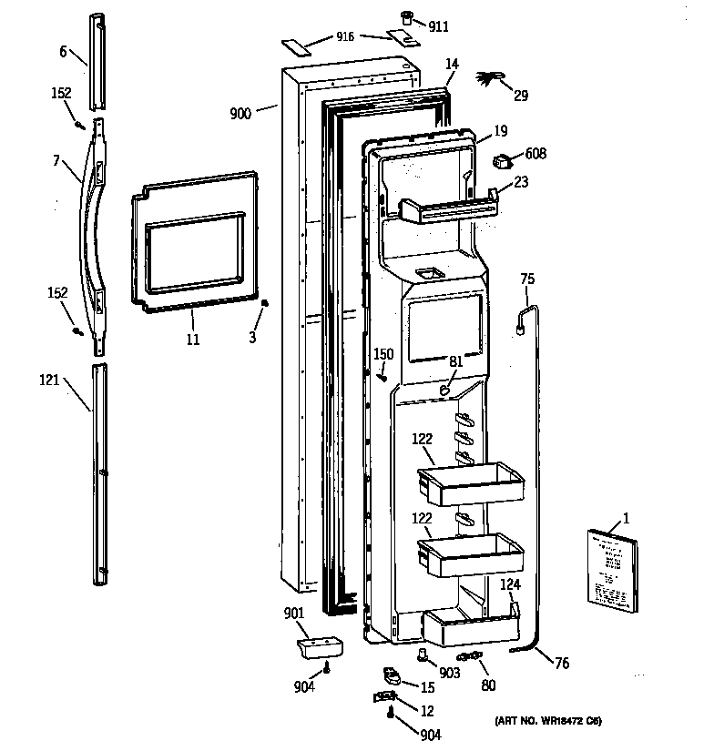 Kenmore 36358075896 freezer door diagram