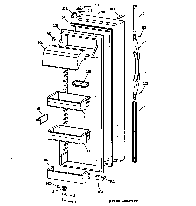 Kenmore 36358075896 fresh food door diagram