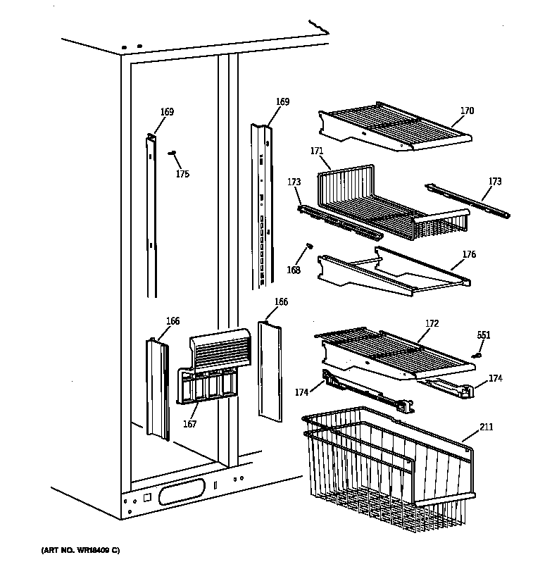 Kenmore 36358075896 freezer section diagram