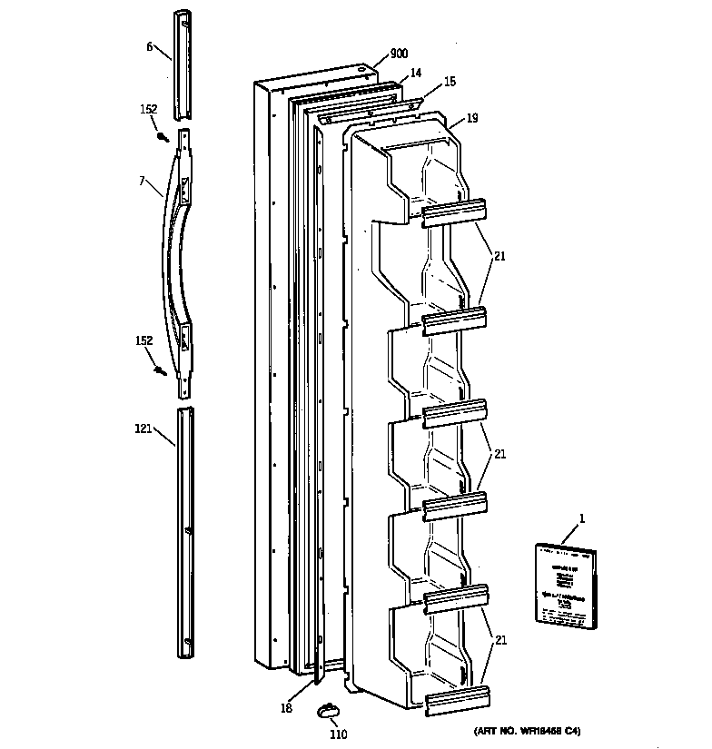Kenmore 36358042896 freezer door diagram