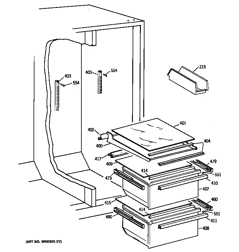 Kenmore 36358042896 fresh food section diagram