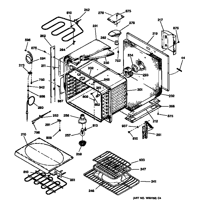 GE ZET757WA1WW upper oven diagram