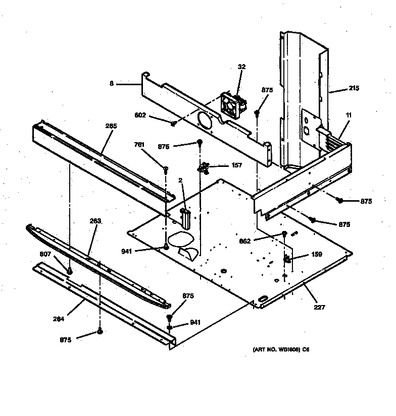 GE ZET757WA1WW center spacer diagram