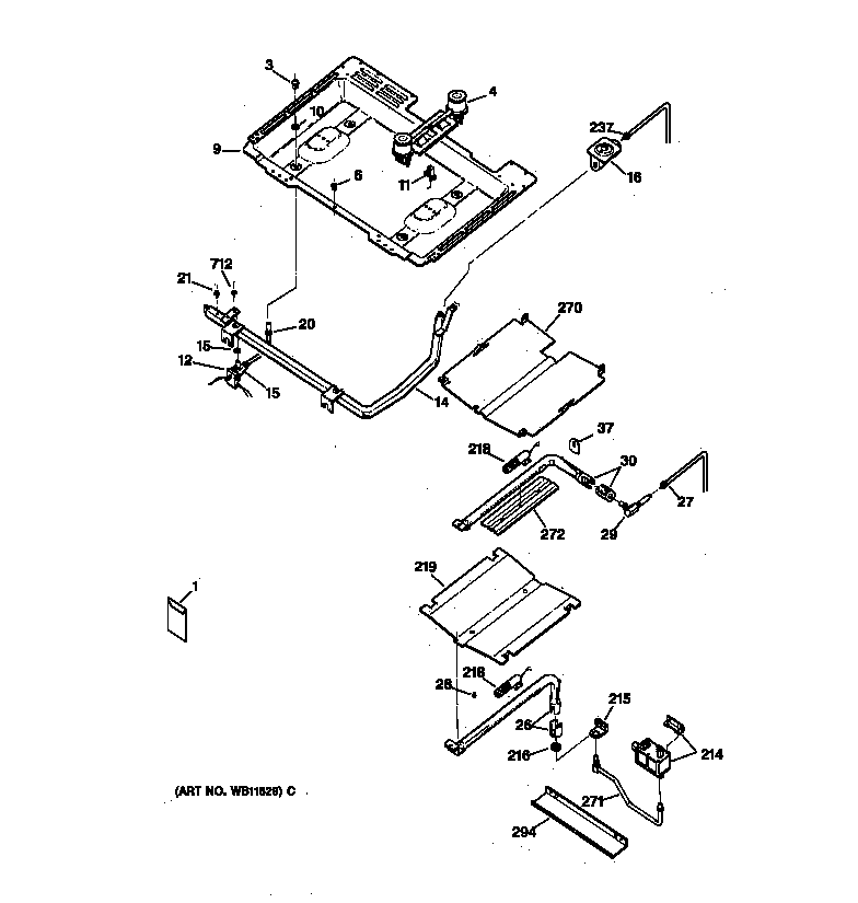 GE JGBP26BEA2WH gas & burner parts diagram