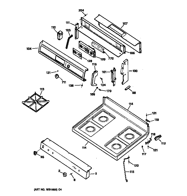 GE JGBP26BEA2WH control panel & cooktop diagram