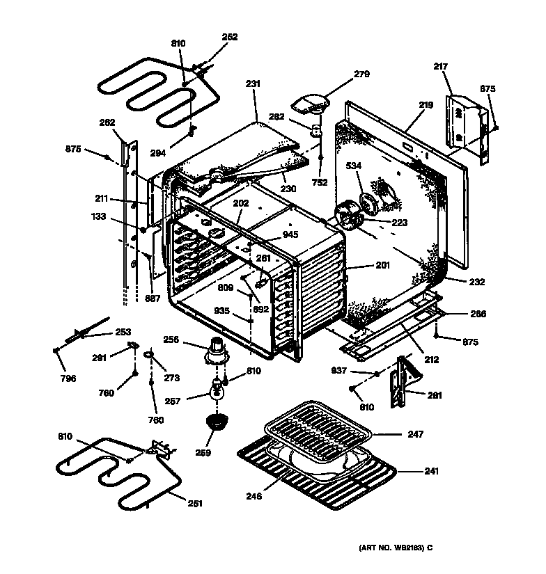 GE JTP45BA2BB upper body diagram