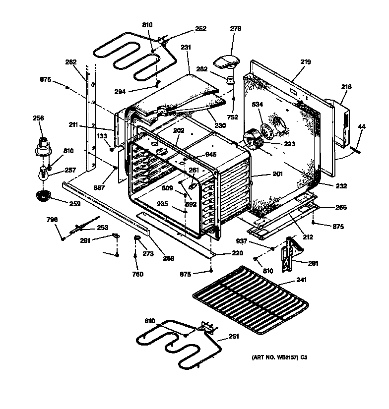 GE JTP45BA2BB lower body diagram