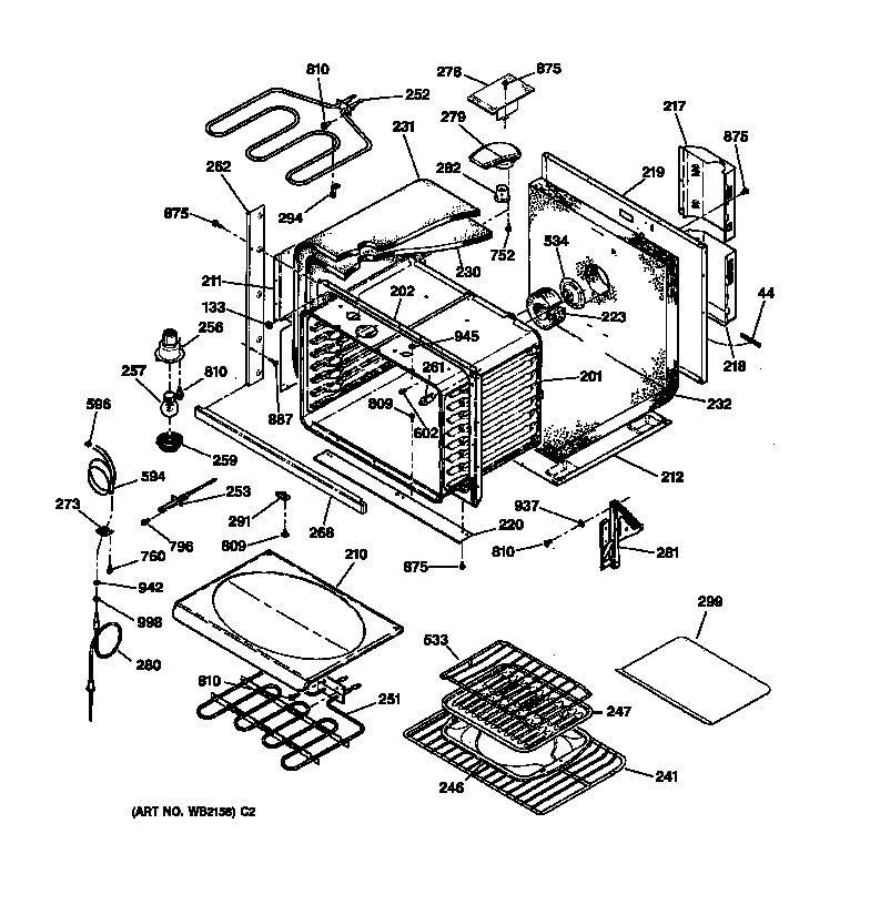 GE ZET737BA2BB oven body diagram