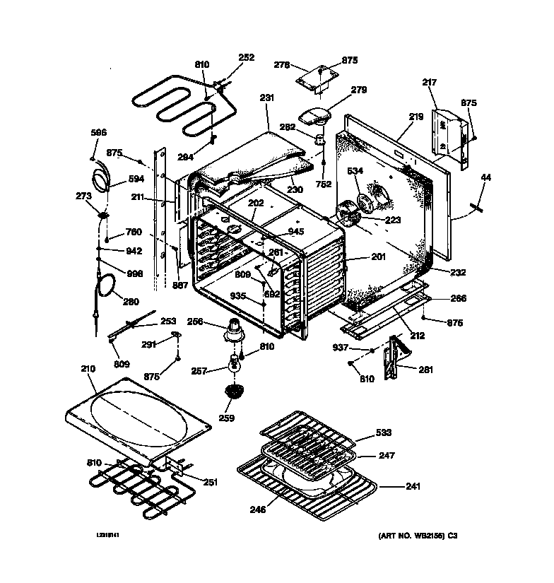 GE JTP56BA1BB upper body diagram