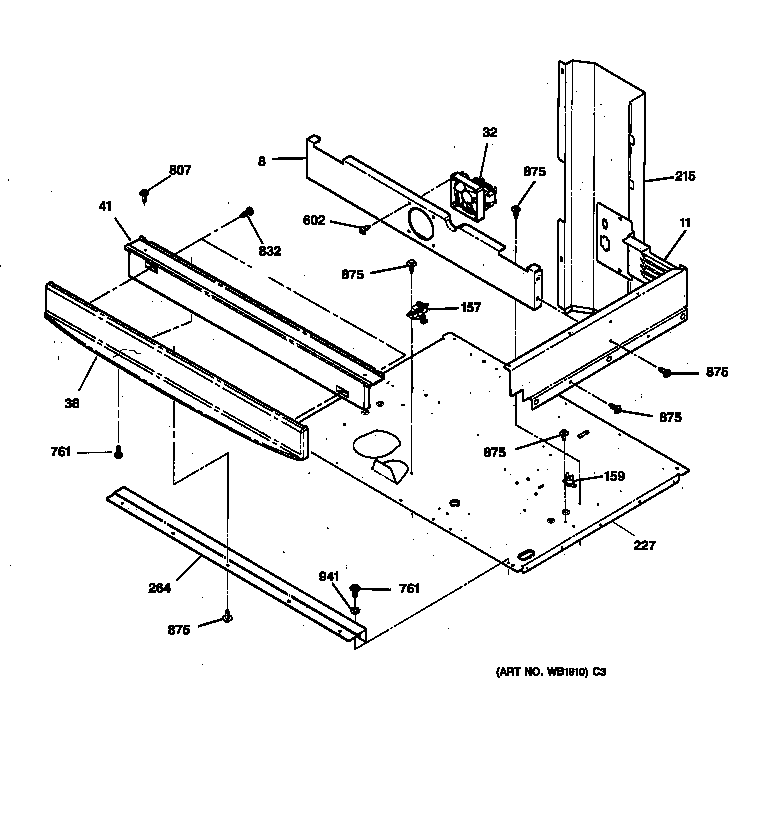 GE JTP56BA1BB center spacer diagram