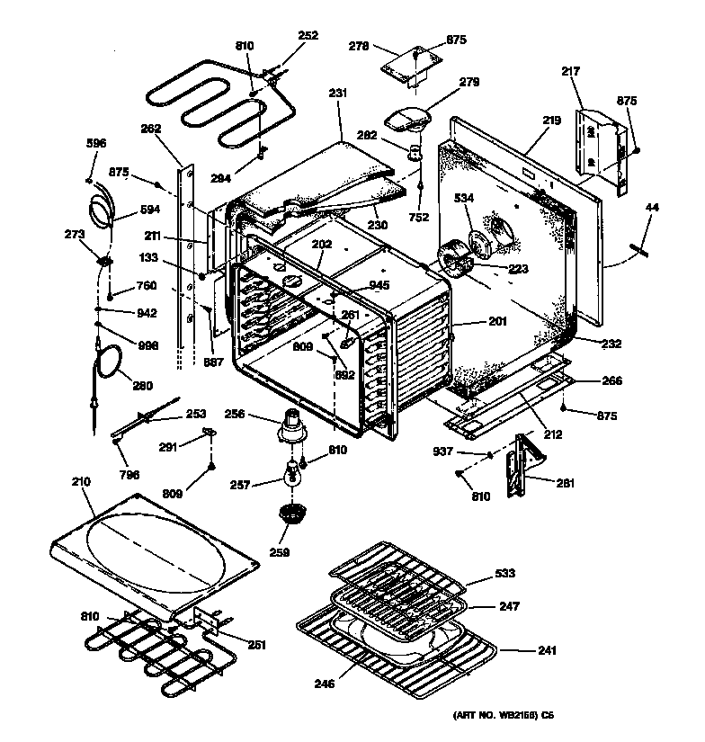 GE JTP56BA2BB upper body diagram