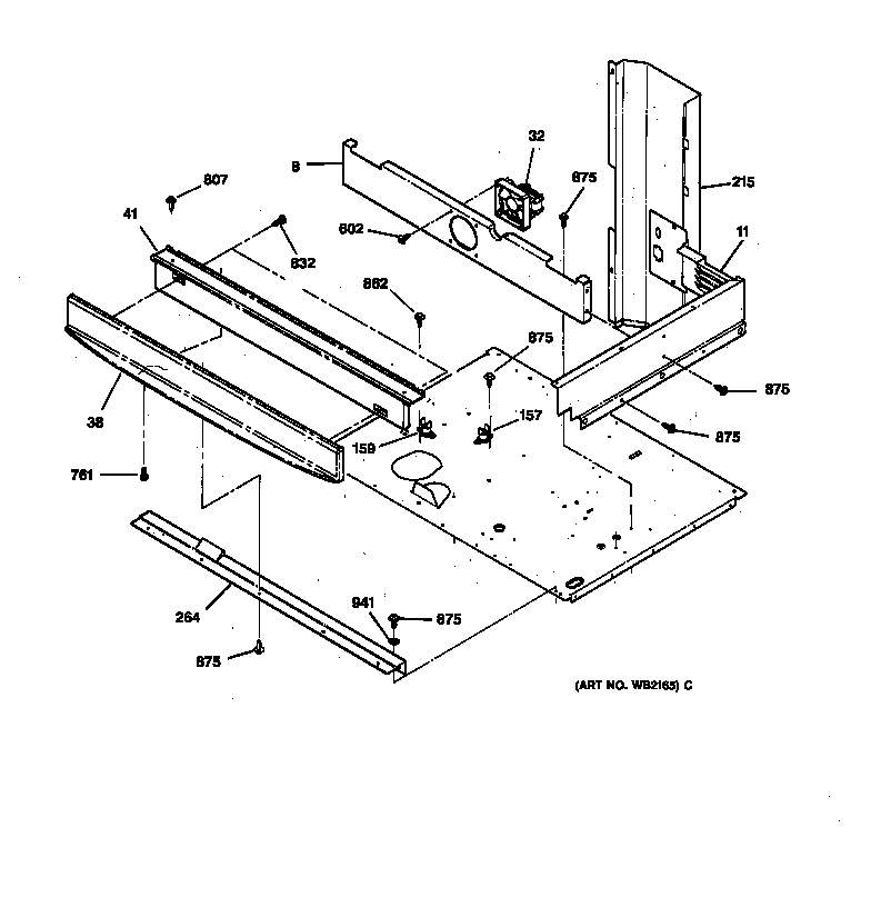 GE JTP56BA2BB center spacer diagram