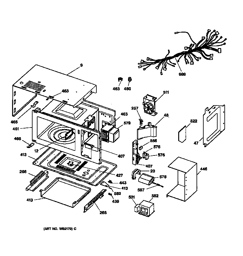 GE JTP95BA1BB microwave body diagram