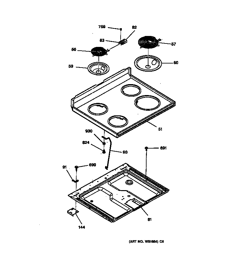 GE LEB316GT5AD cooktop diagram