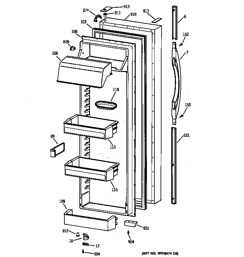 Kenmore 36358475896 fresh food door diagram