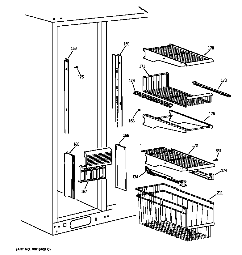 Kenmore 36358475896 freezer section diagram