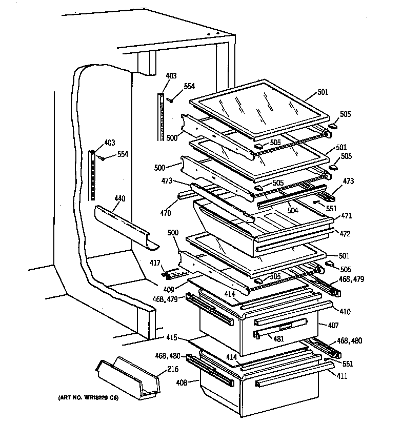 Kenmore 36358475896 fresh food section diagram