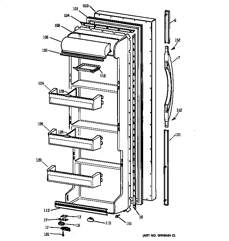 Kenmore 36358257896 fresh food door diagram