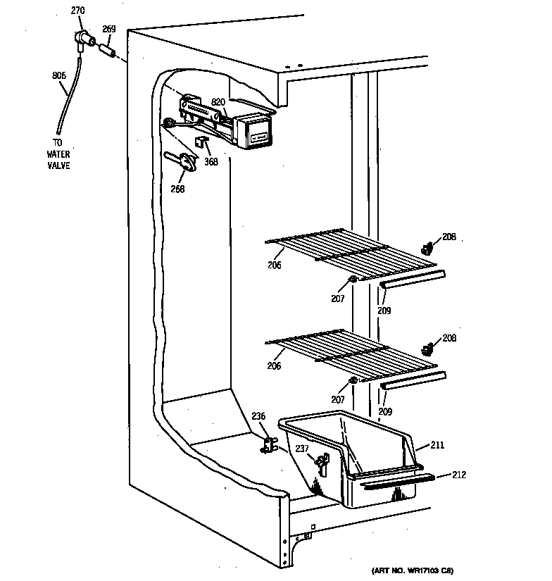 Kenmore 36359552996 freezer section diagram