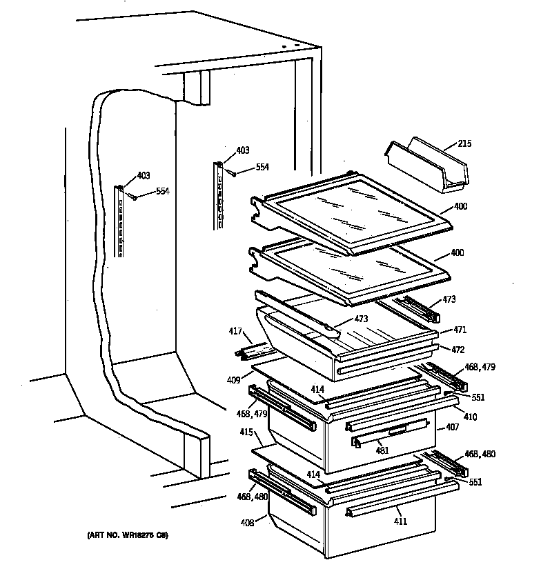 Kenmore 36359552996 fresh food section diagram