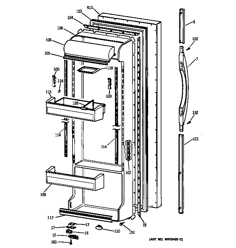 Kenmore 36359572996 fresh food door diagram