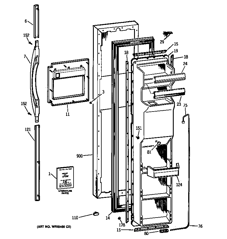 Kenmore 36358777896 freezer door diagram