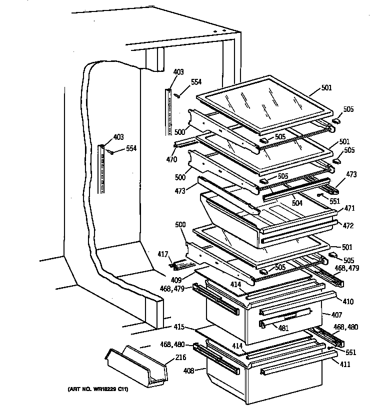 Kenmore 36358777896 fresh food section diagram