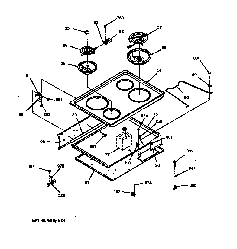 GE JDP36BW2WH cooktop diagram