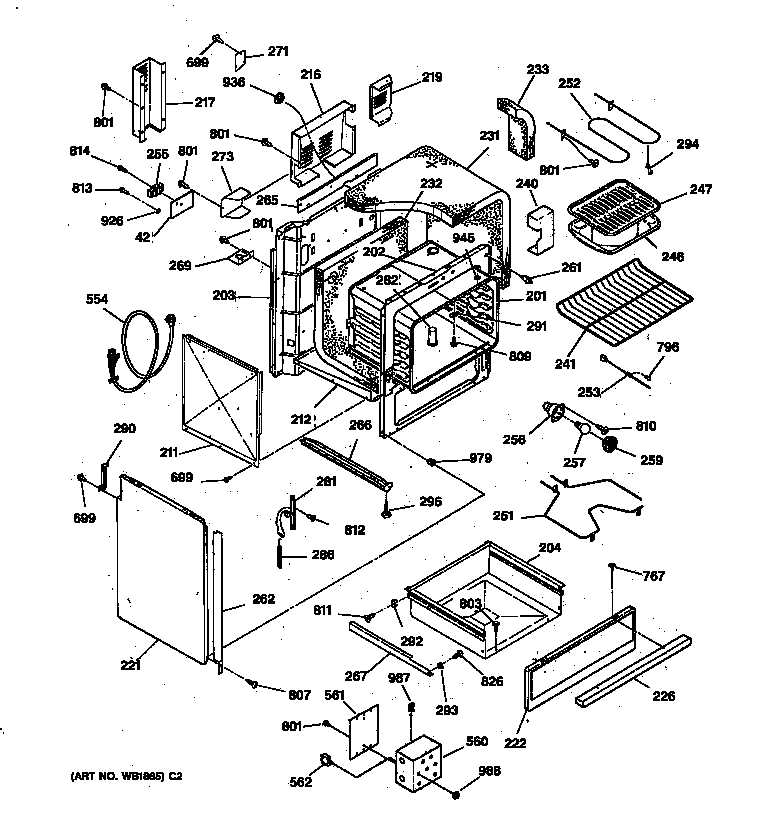 GE JCSP31WV1WW body & drawer parts diagram