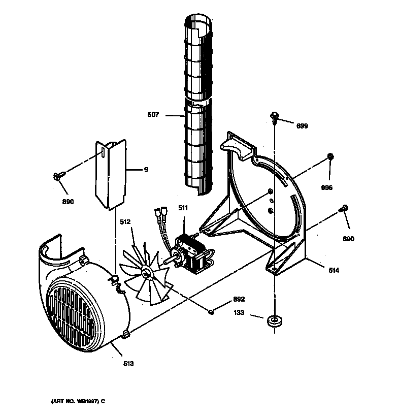 GE JCSP31WV1WW blower diagram