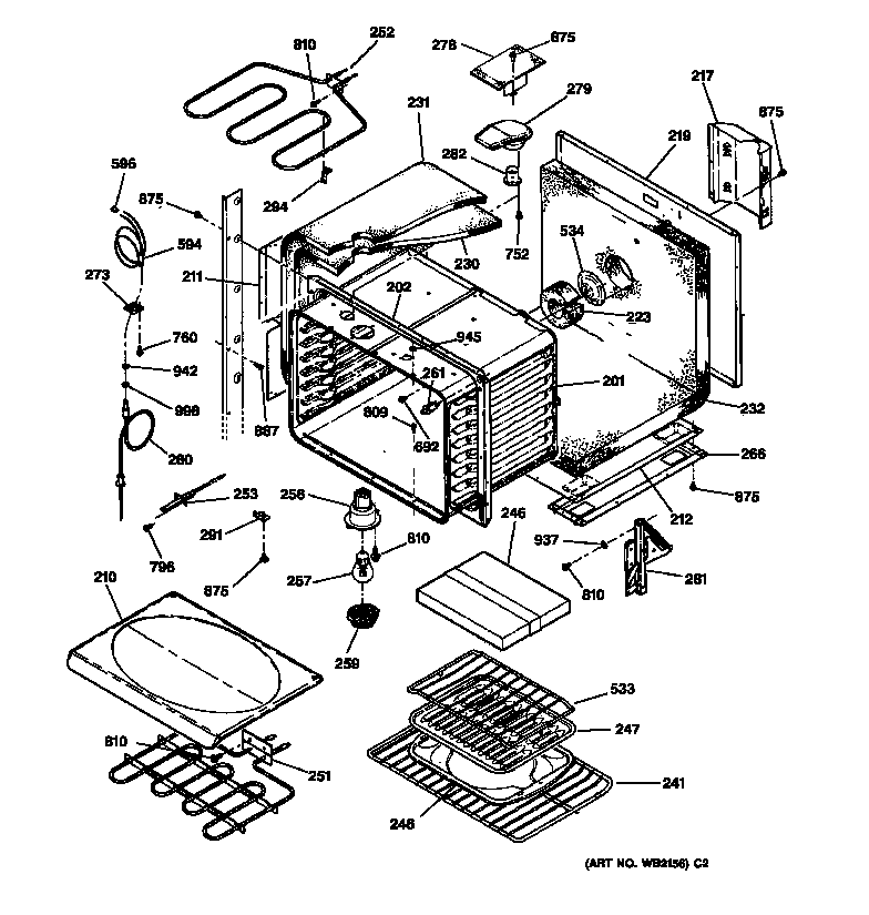 GE JT950SA1SS upper body diagram