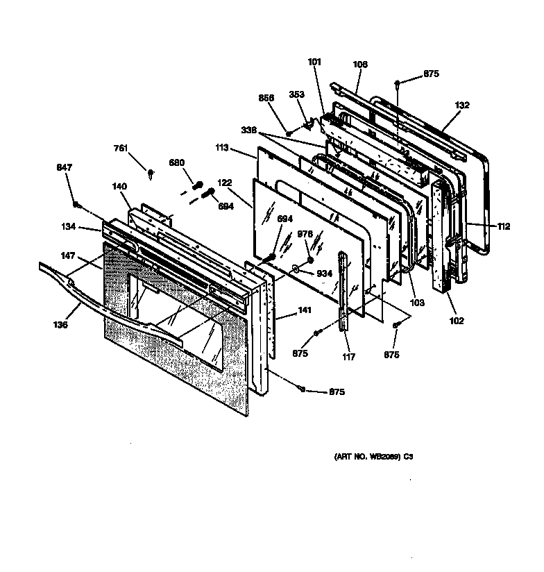 GE JT950SA2SS door diagram