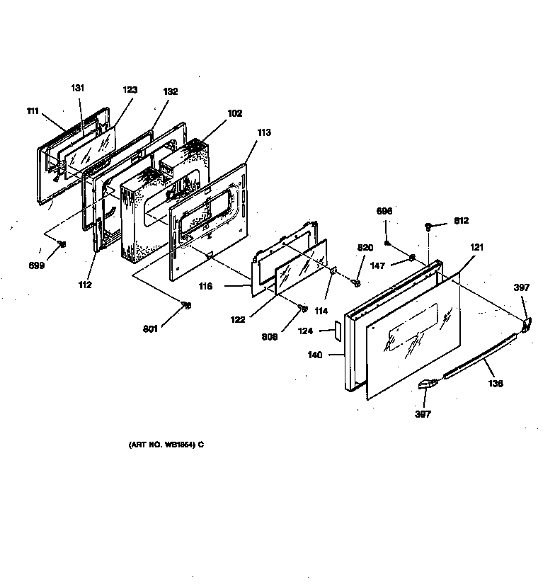 GE JCSP28GV2BB door diagram