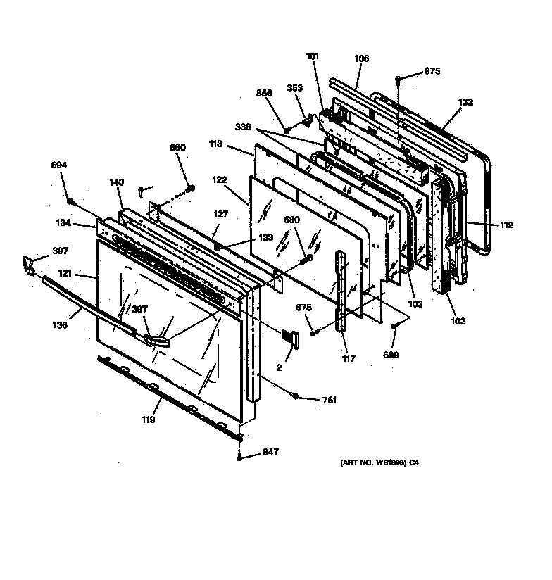 GE JTP15WW3WW door diagram