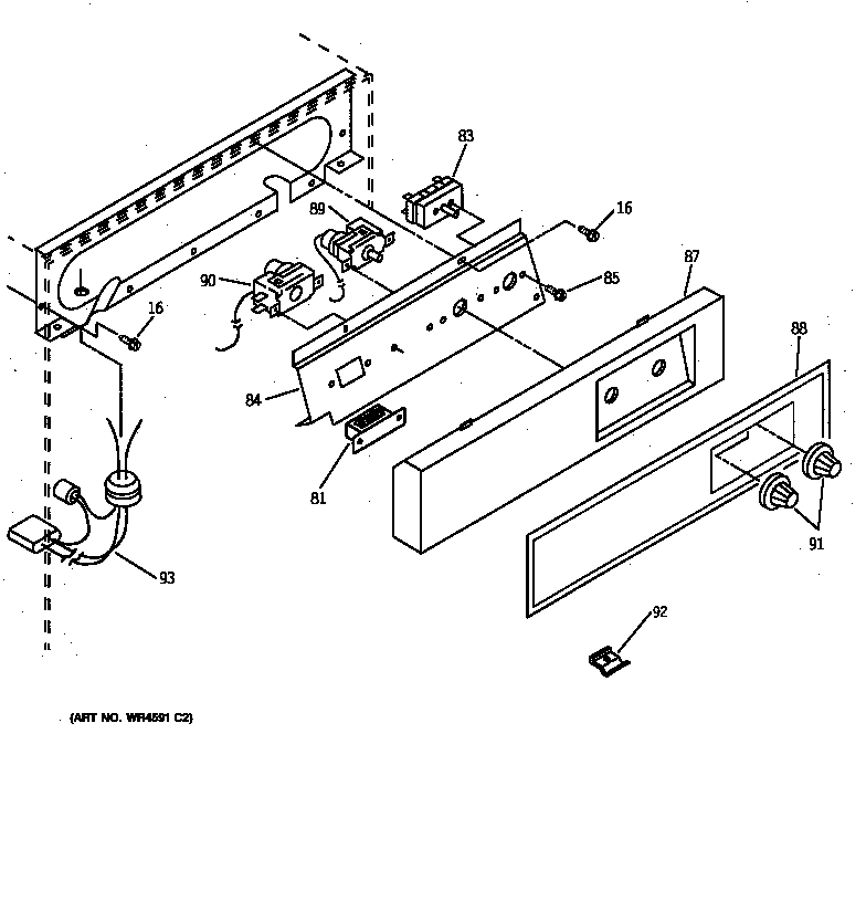 GE ZDIB50YB escutcheon & control components diagram